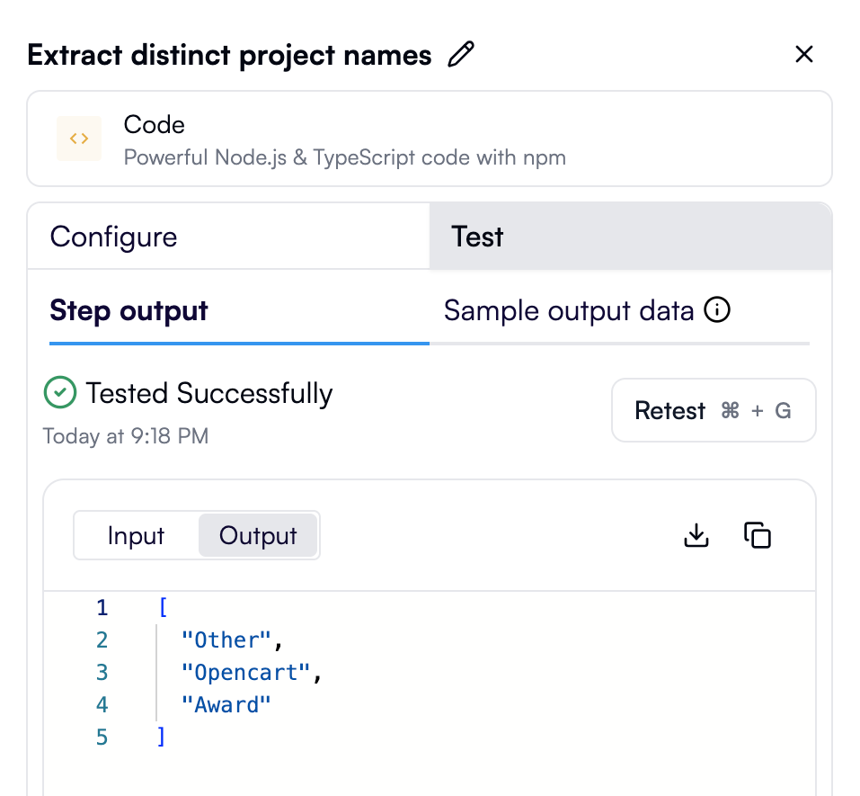 Testing the custom code step