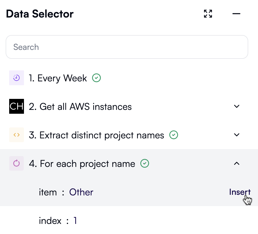 Selecting a project name