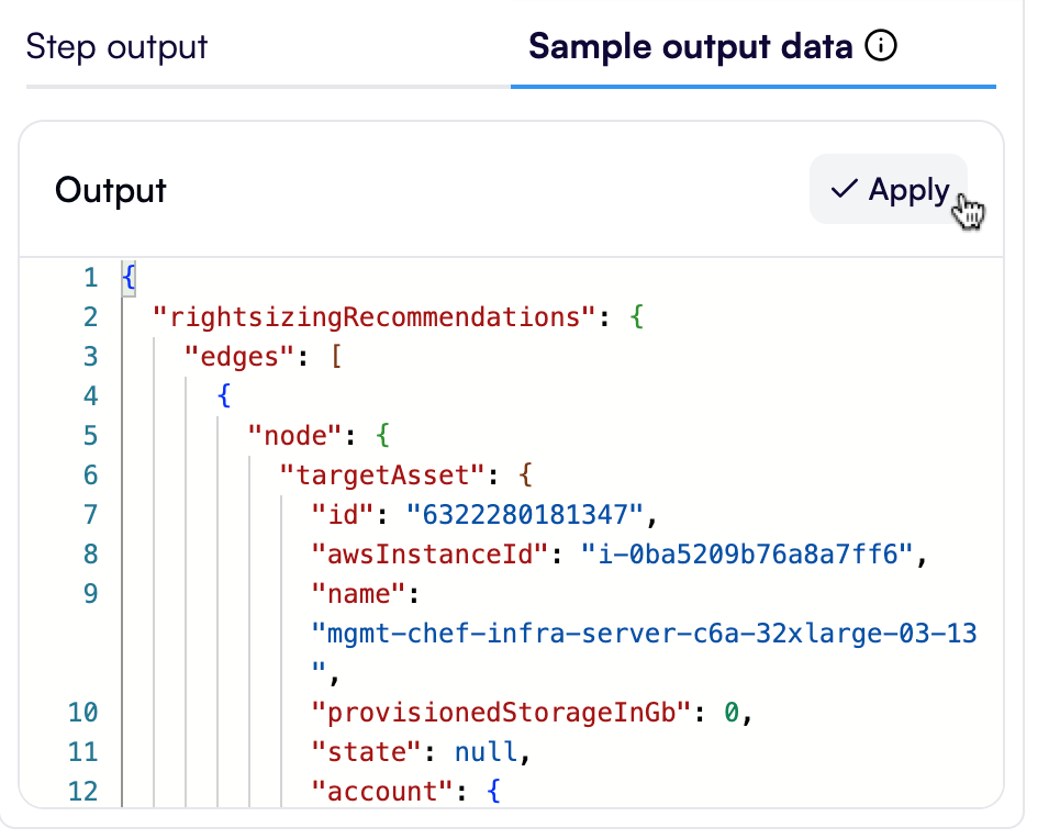 Sample output data