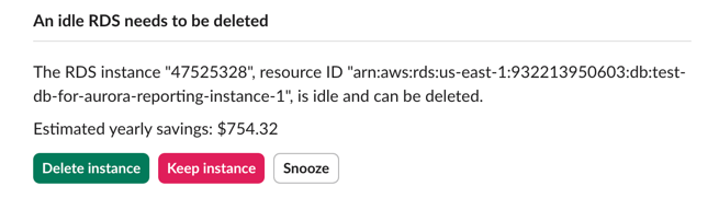 Slack message with an action request