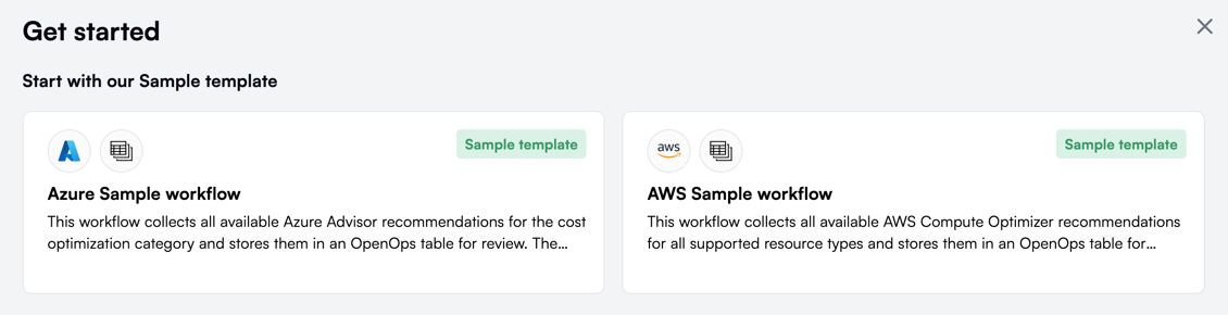 Sample workflows for AWS and Azure