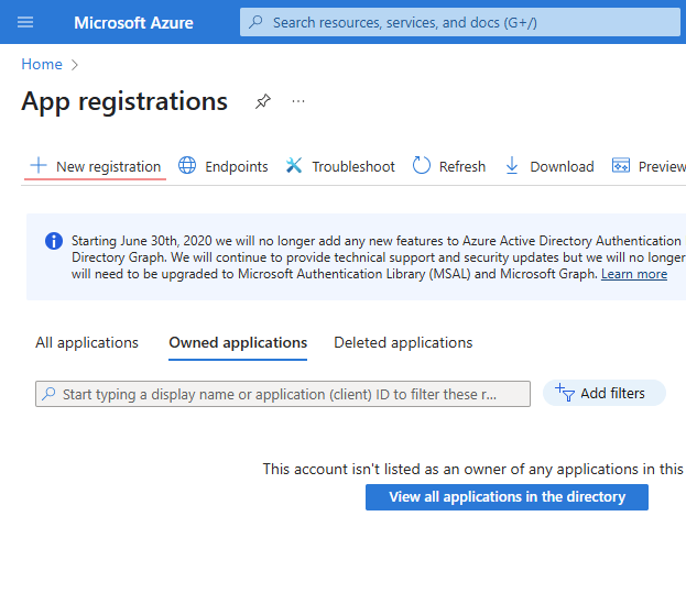 Creating a new registration