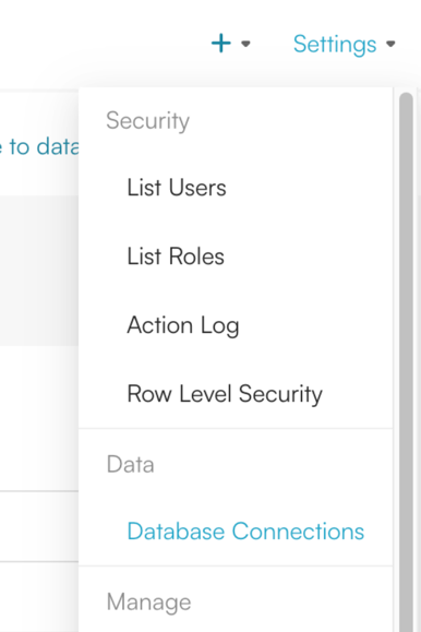 Database connections settings