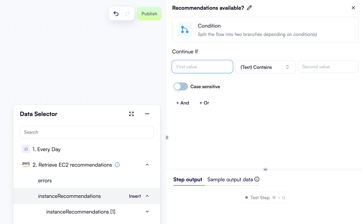 Data selector for a condition