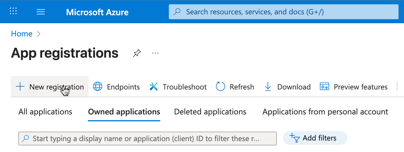 Creating a new registration