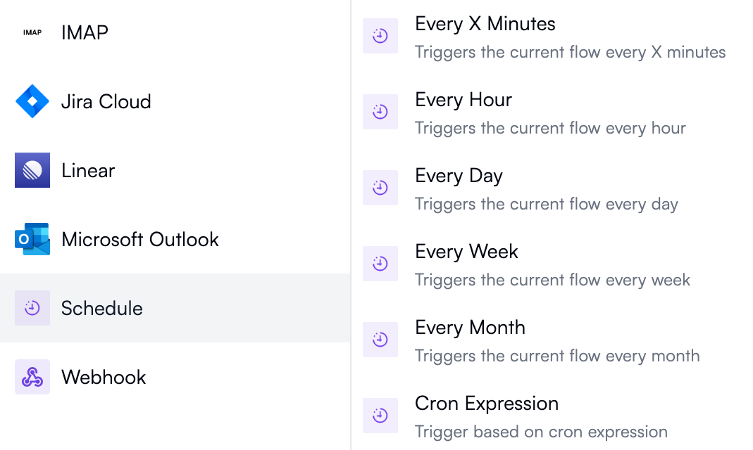 Schedule triggers