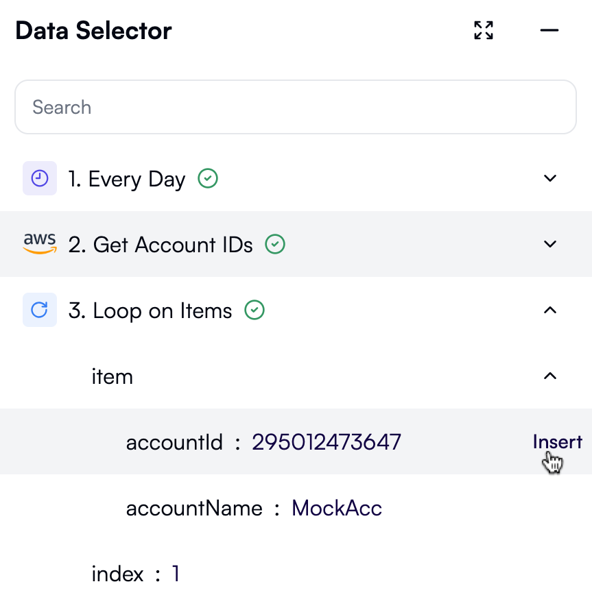 Selecting an accountId