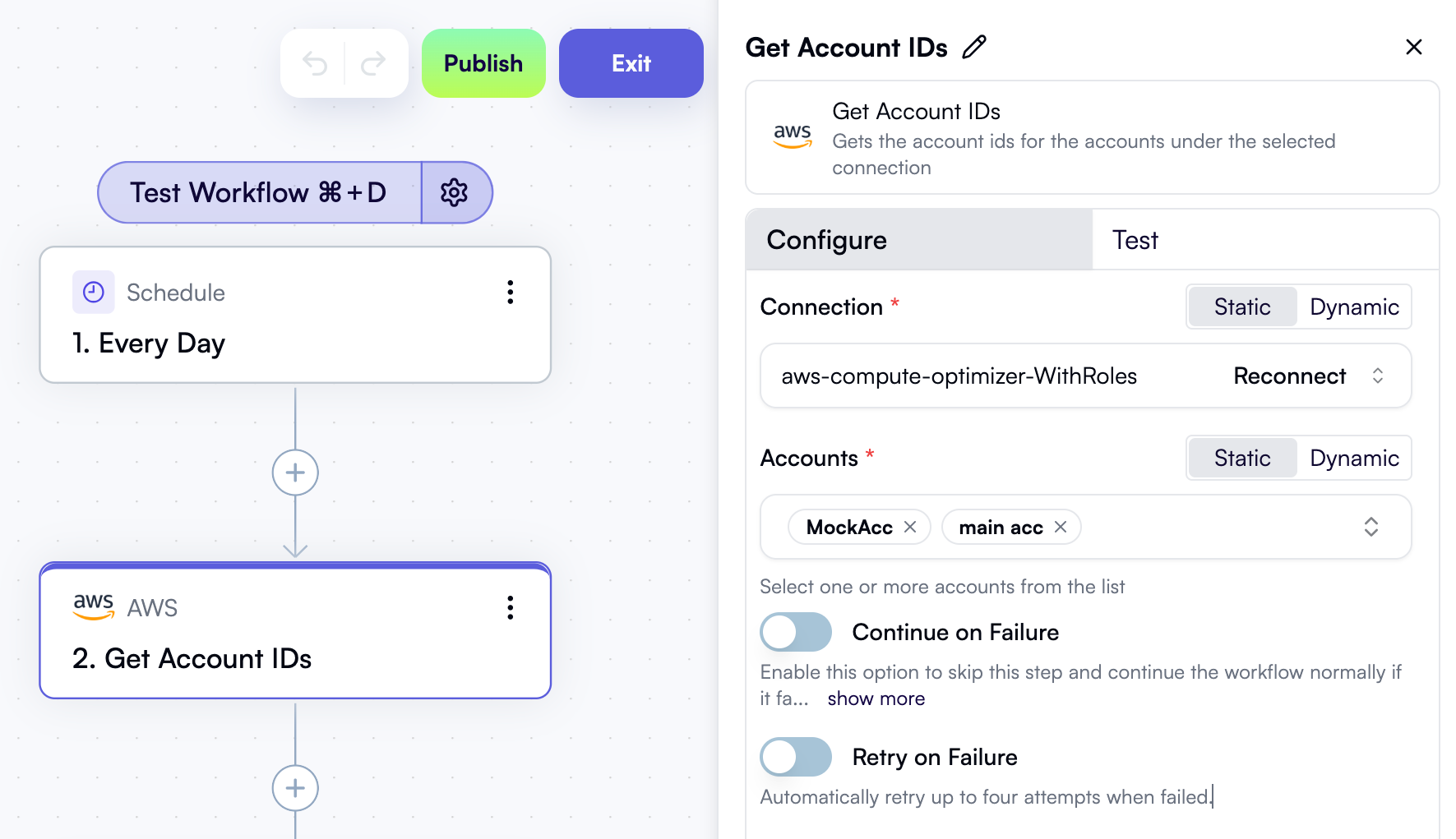 A Get Account IDs action