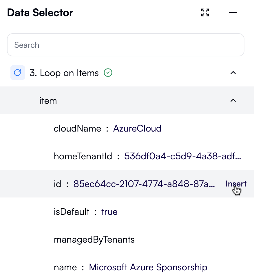 Selecting a subscription ID
