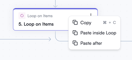Pasting an action inside a loop