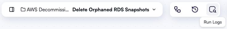 Run logs button