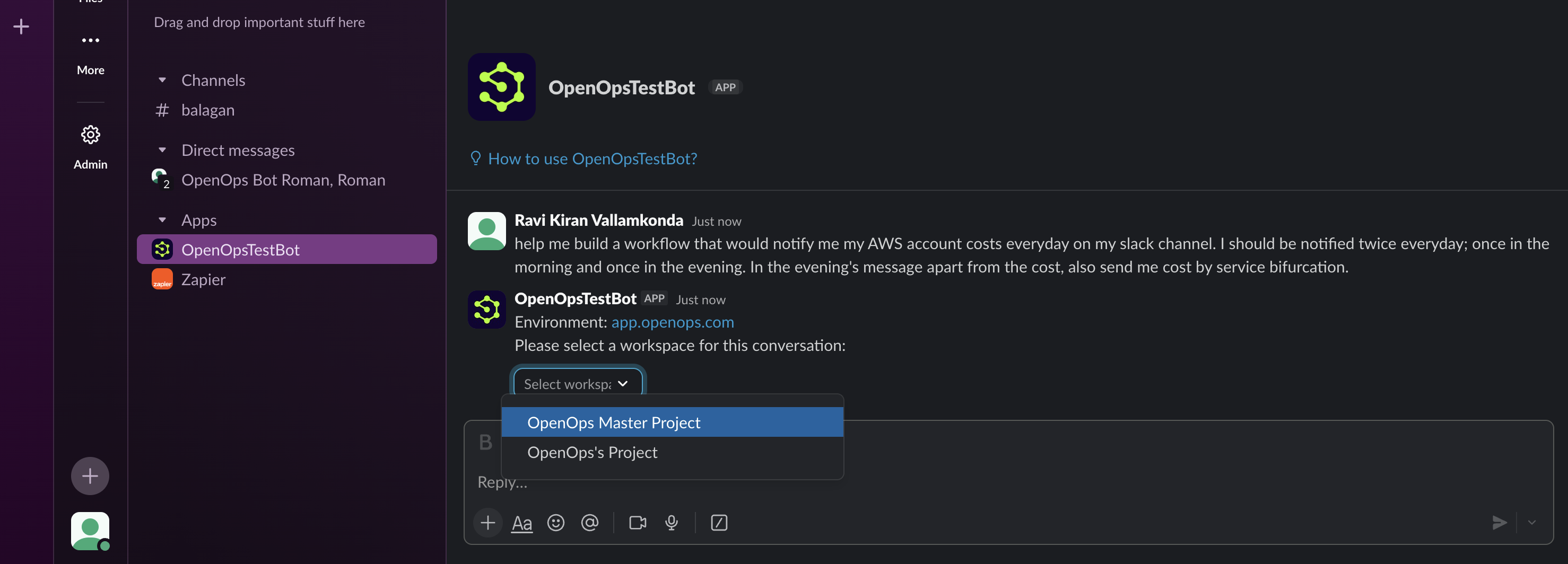 First conversation in split view