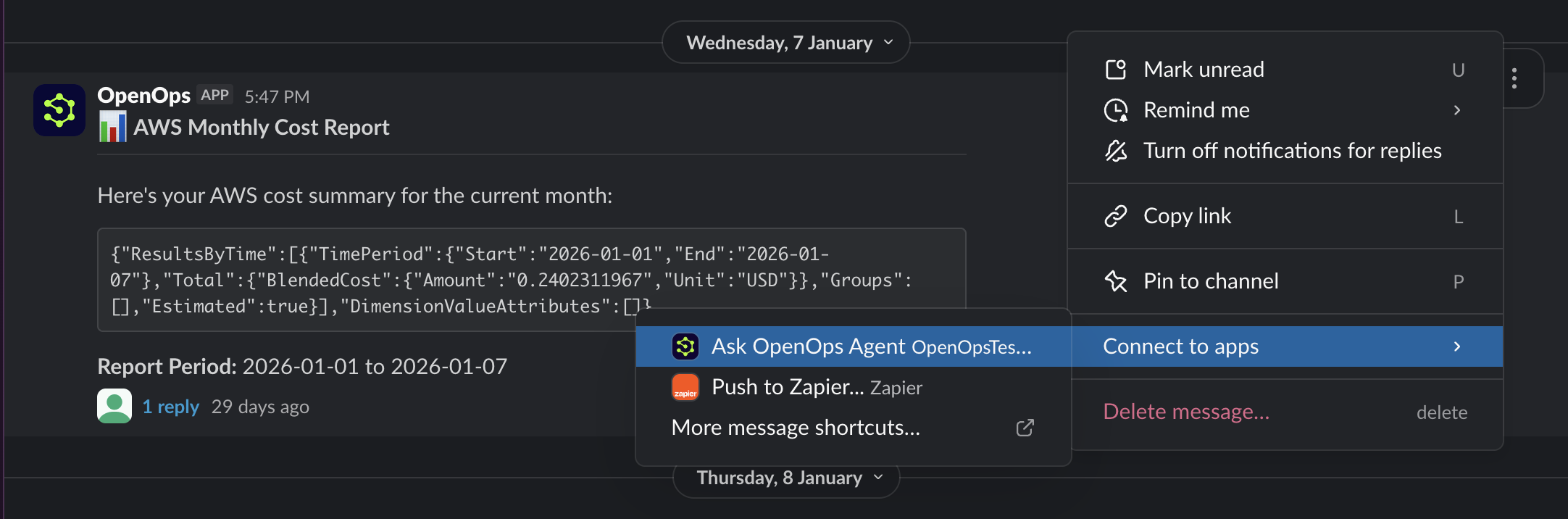 Ask OpenOps Agent shortcut