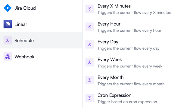Schedule triggers