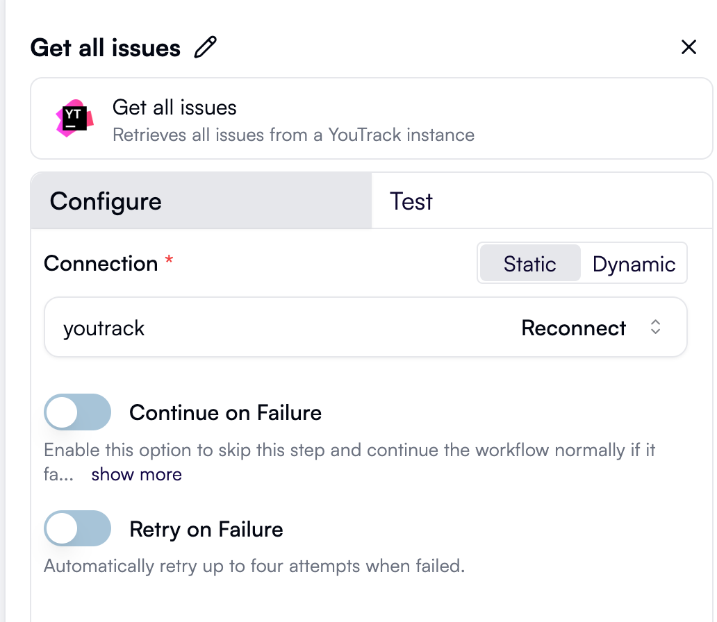 The properties pane for Get All Issues