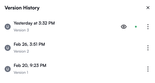 Version History pane