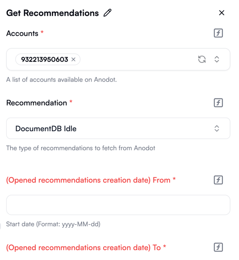 Scrolling the properties pane to reveal mandatory input fields