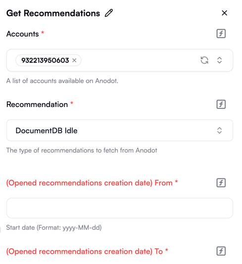 Scrolling the properties pane to reveal mandatory input fields
