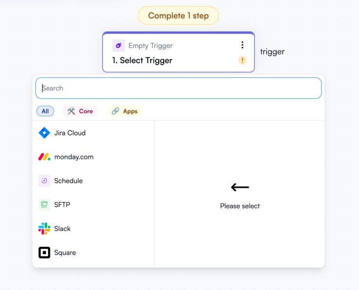 Selecting a trigger group