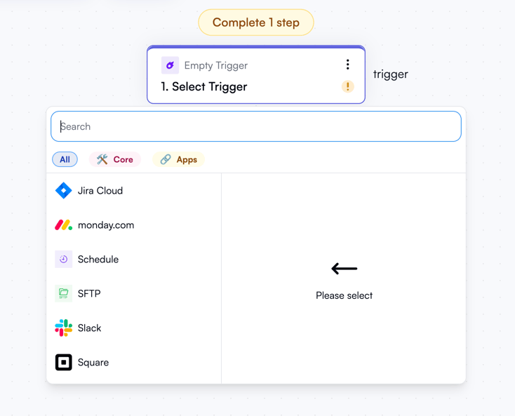 Selecting a trigger group
