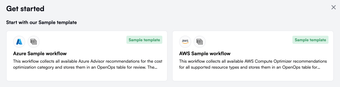 Sample workflows for AWS and Azure