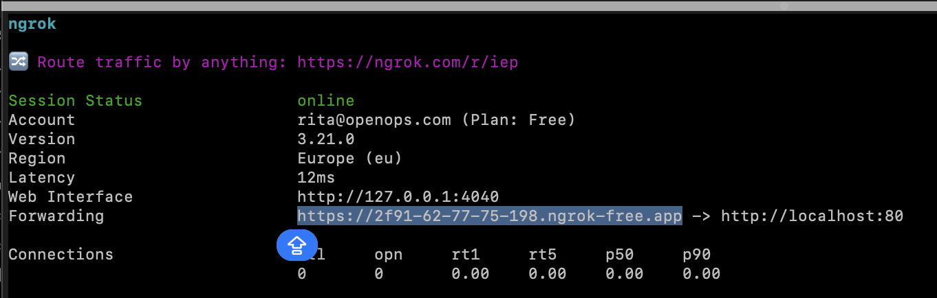 Copy the Forwarding address