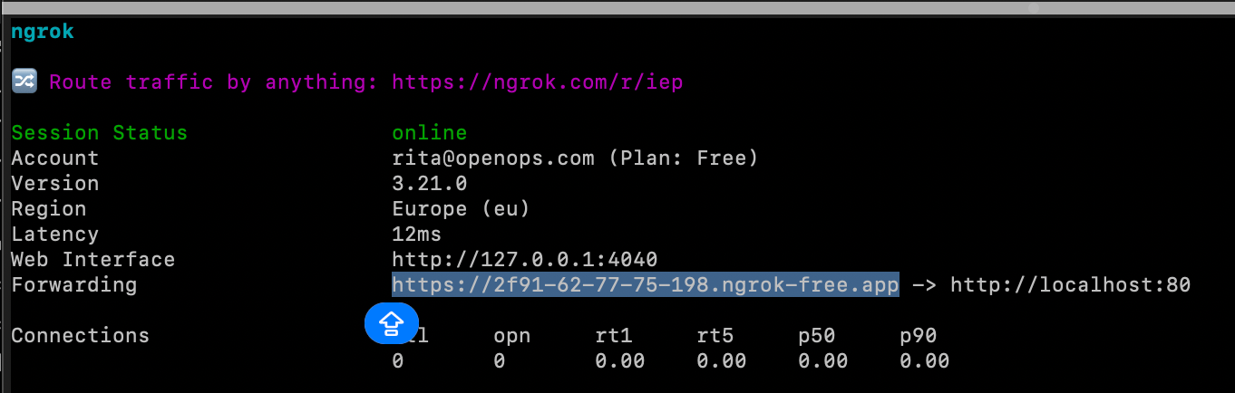 Copy the Forwarding address