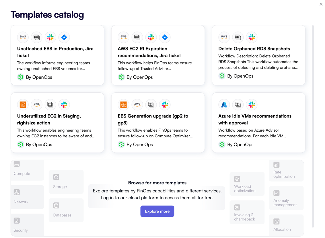 Templates catalog