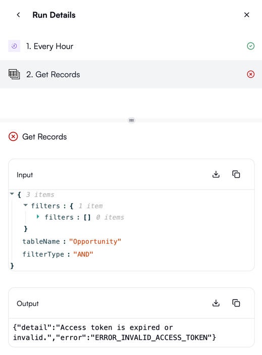 Workflow runs with filters applied