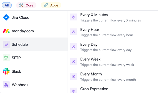 Schedule triggers