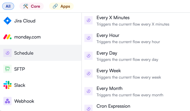 Schedule triggers