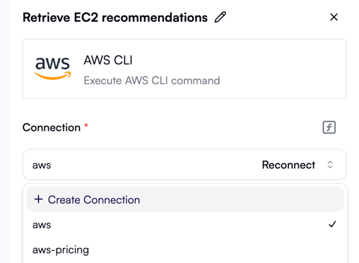 Creating a connection from workflow properties