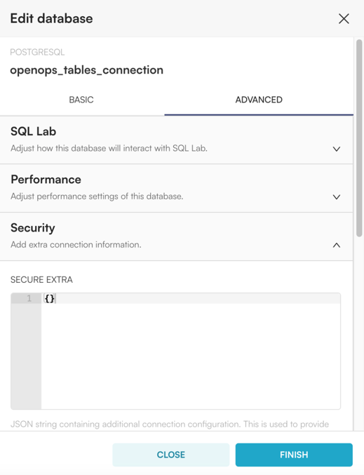 Edit database popup