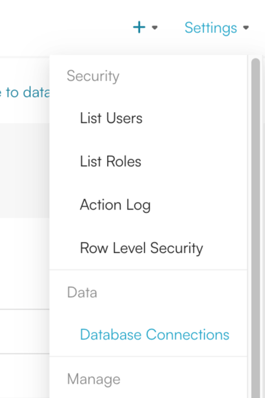 Database connections settings