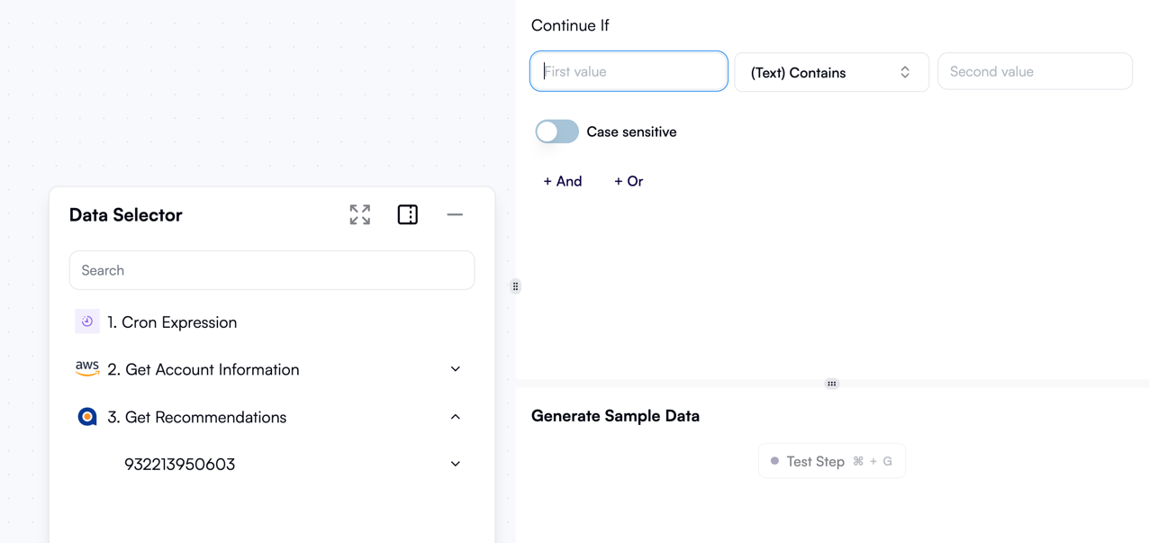 Data selector for a condition