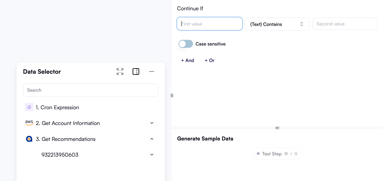 Data selector for a condition