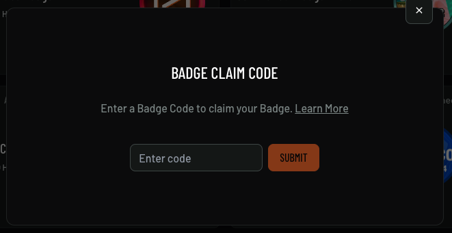 Badge Code Modal