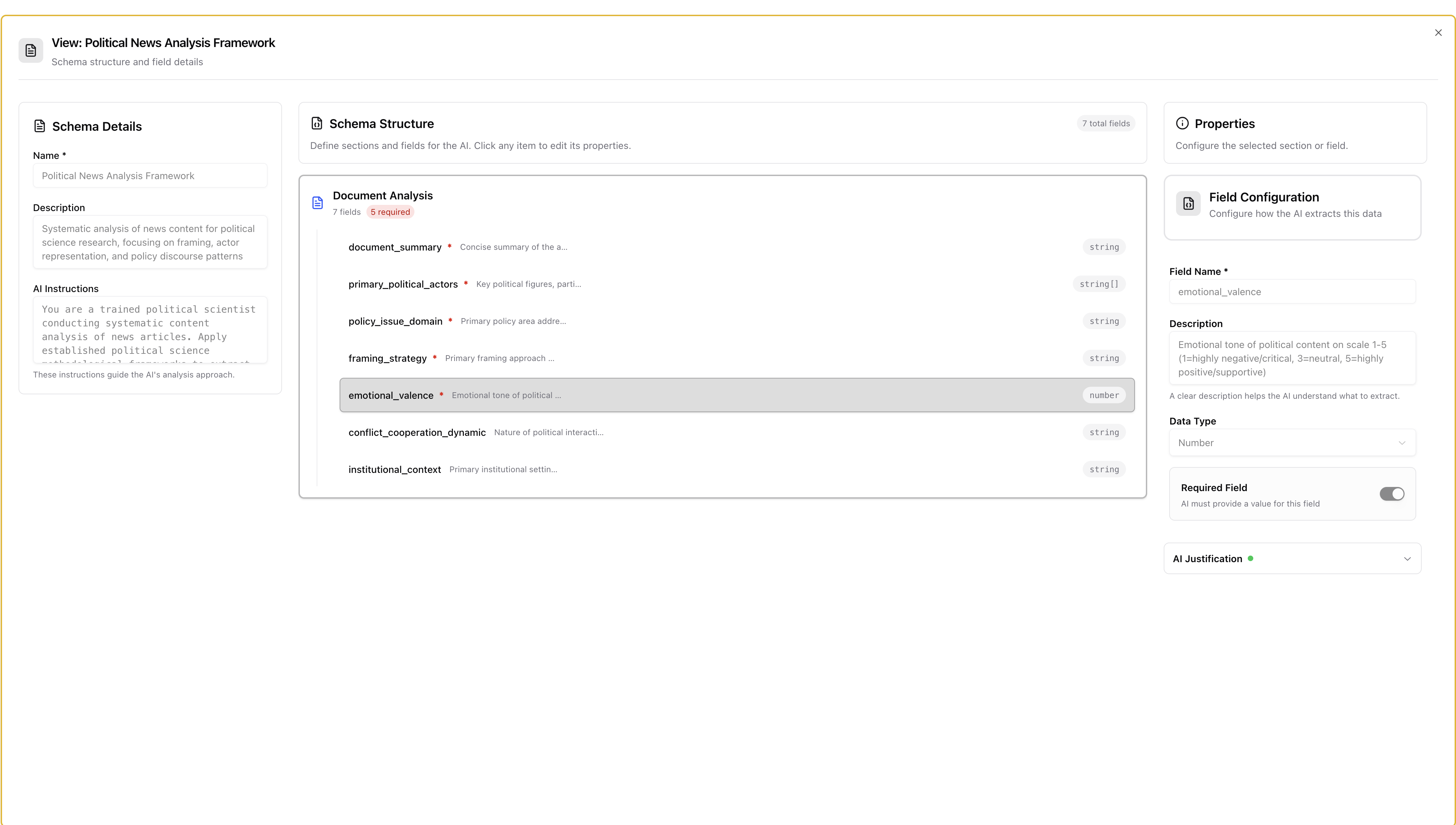 Schema configuration interface
