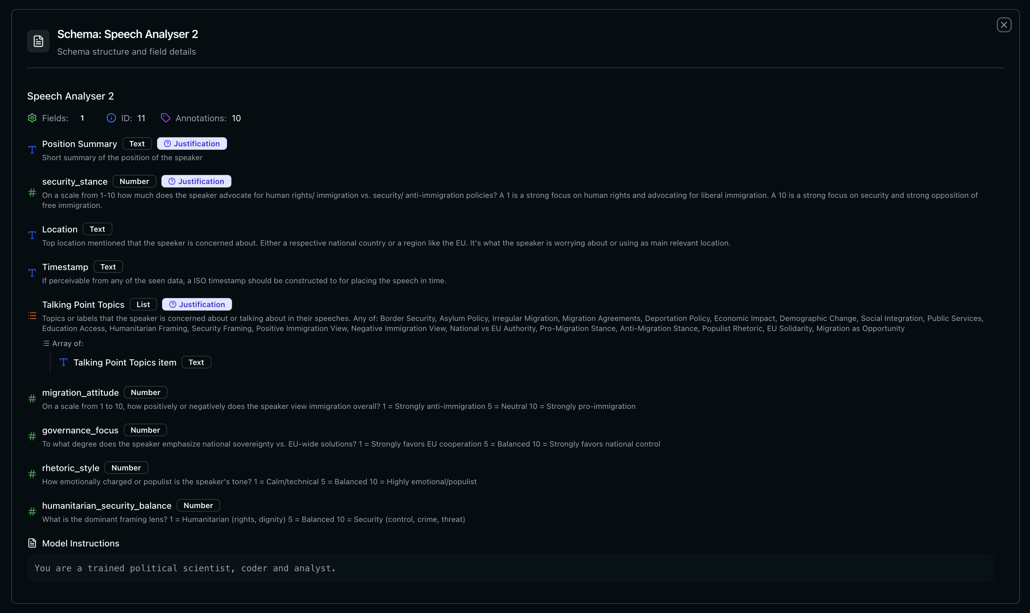 Schema preview interface