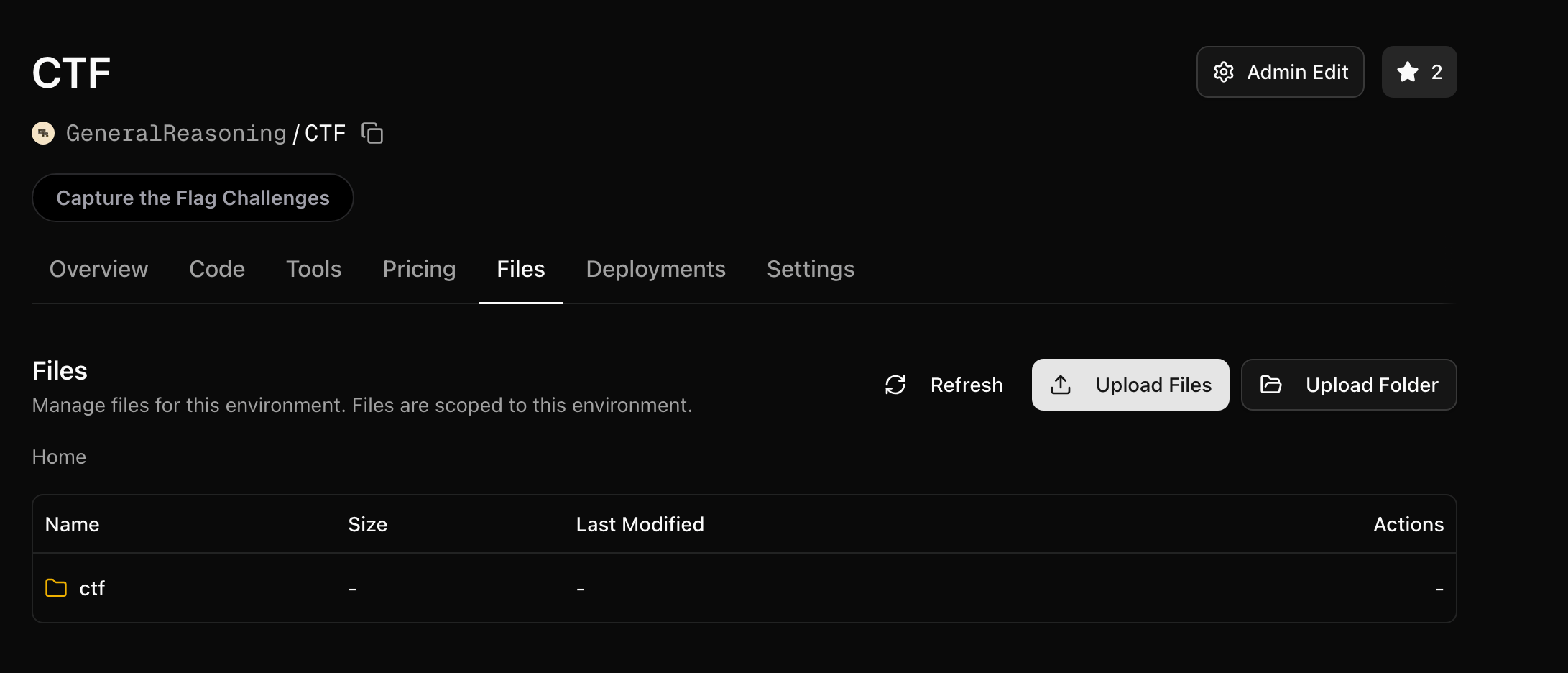 Uploading files in the Files tab
