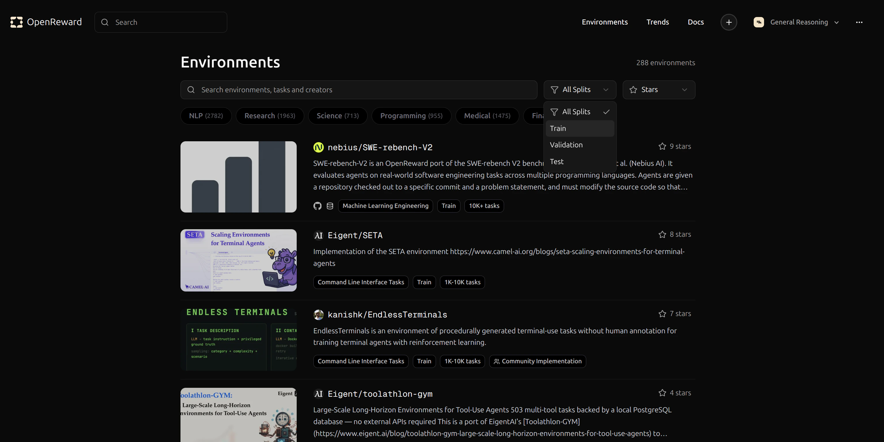 Environment selection