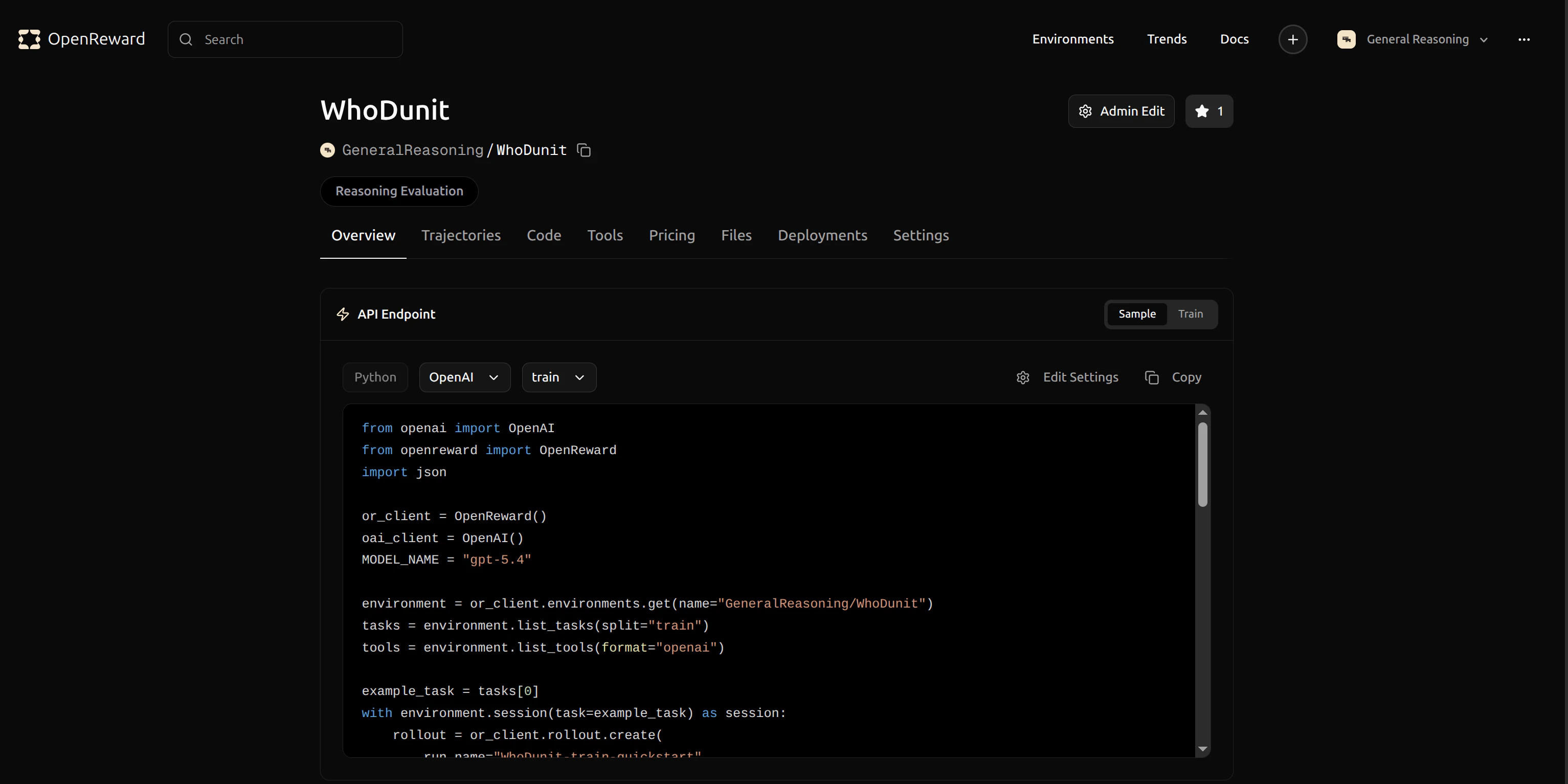 Environment selection