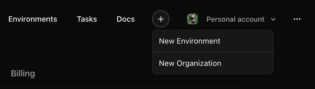 New environment button
