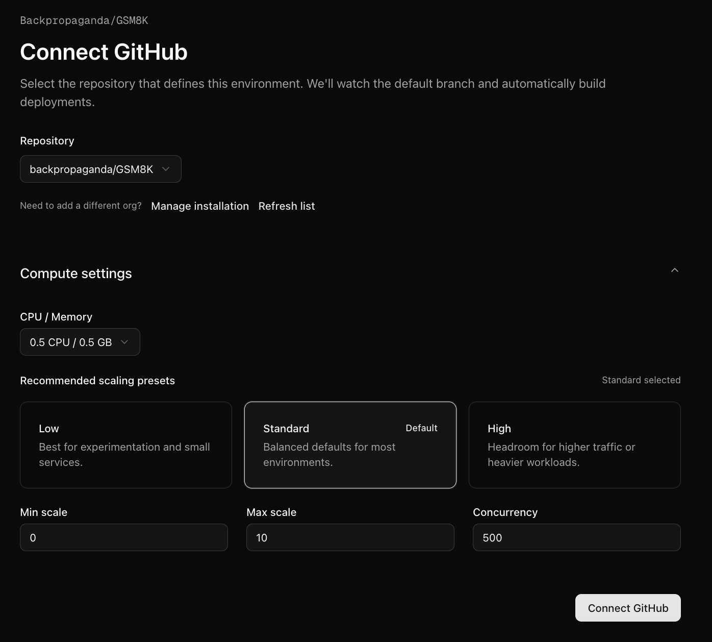 Connect GitHub