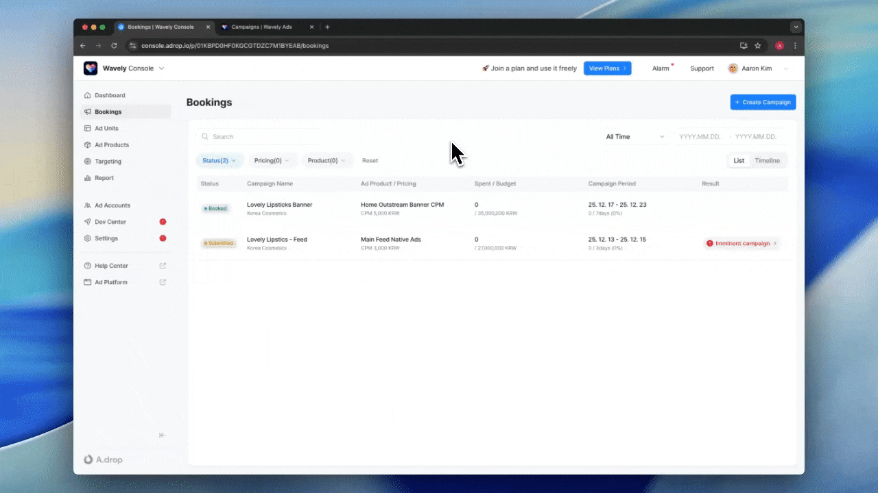 Step-by-step process for publisher direct campaign booking