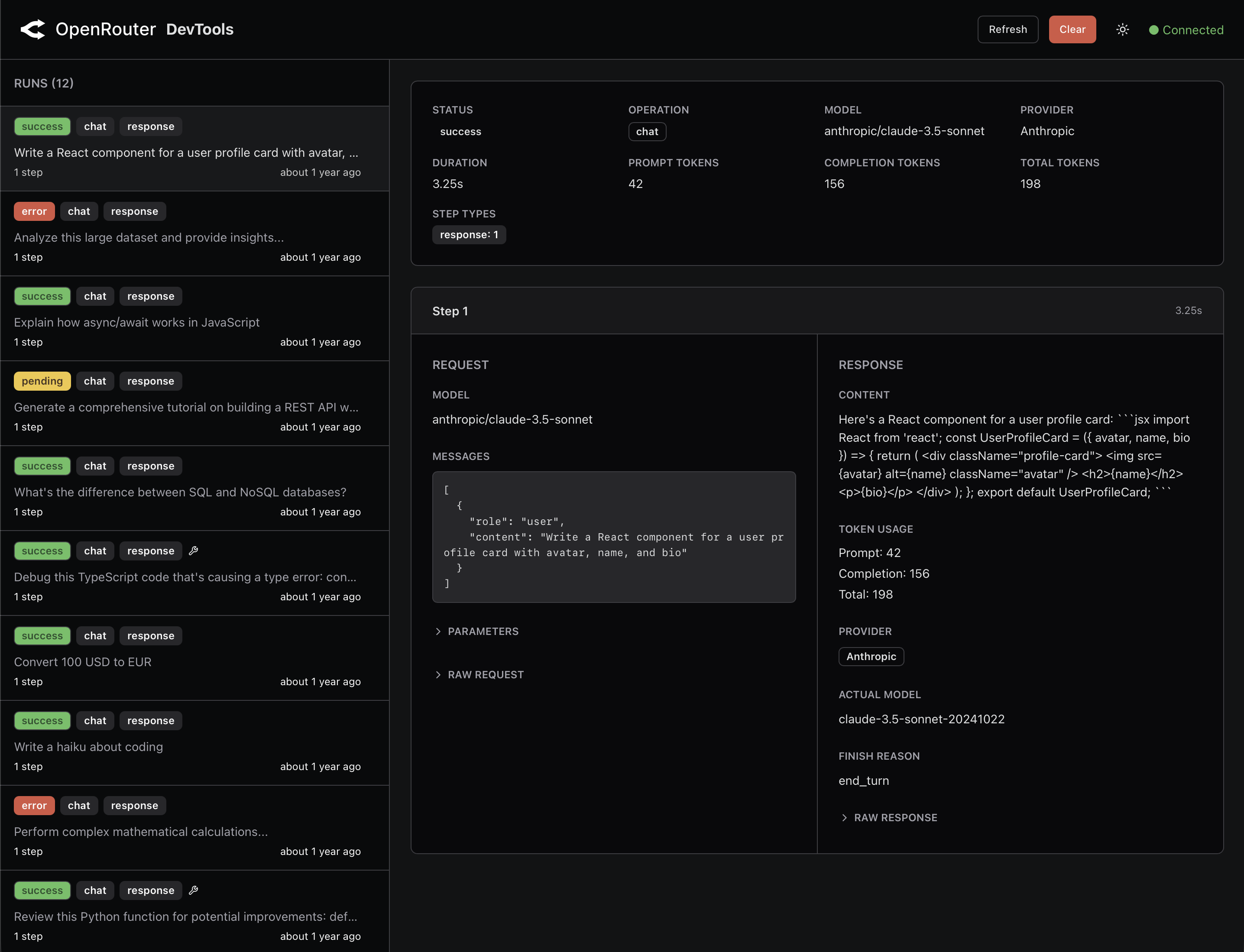 DevTools Interface