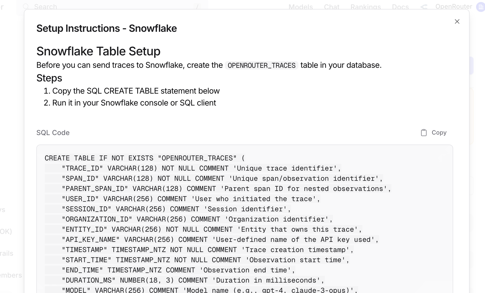 Snowflake Table Setup