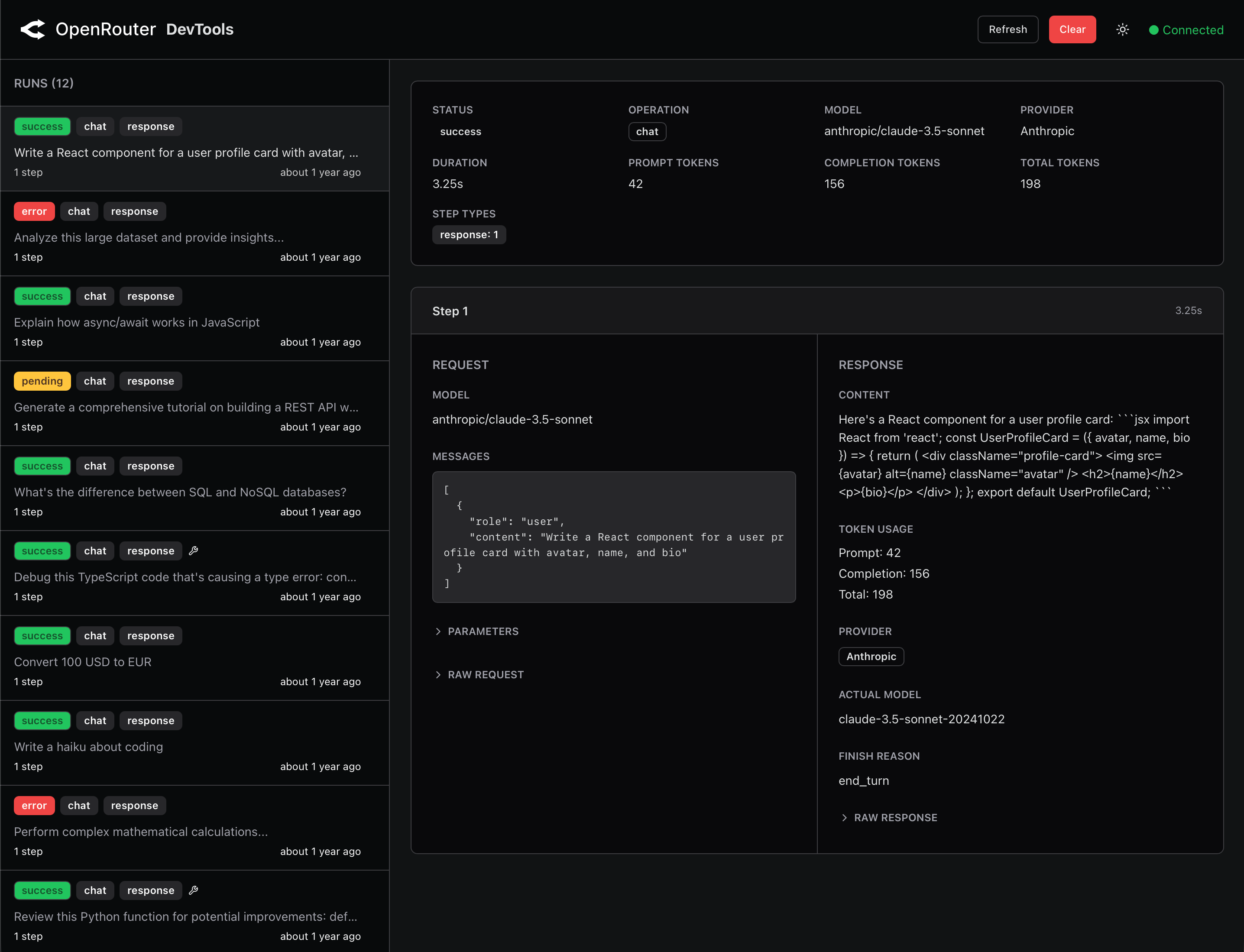 DevTools Interface
