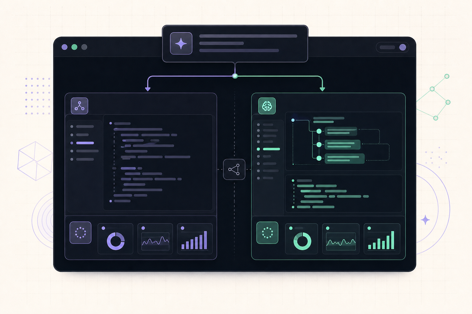 Two model panels comparing raw output with SERV Reasoning