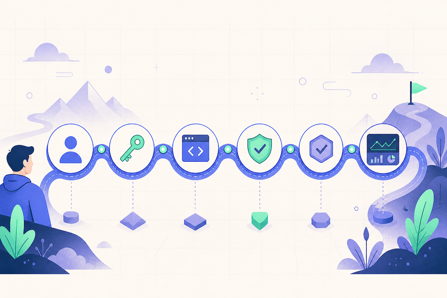 A visual roadmap from account creation to a production SERV Reasoning integration